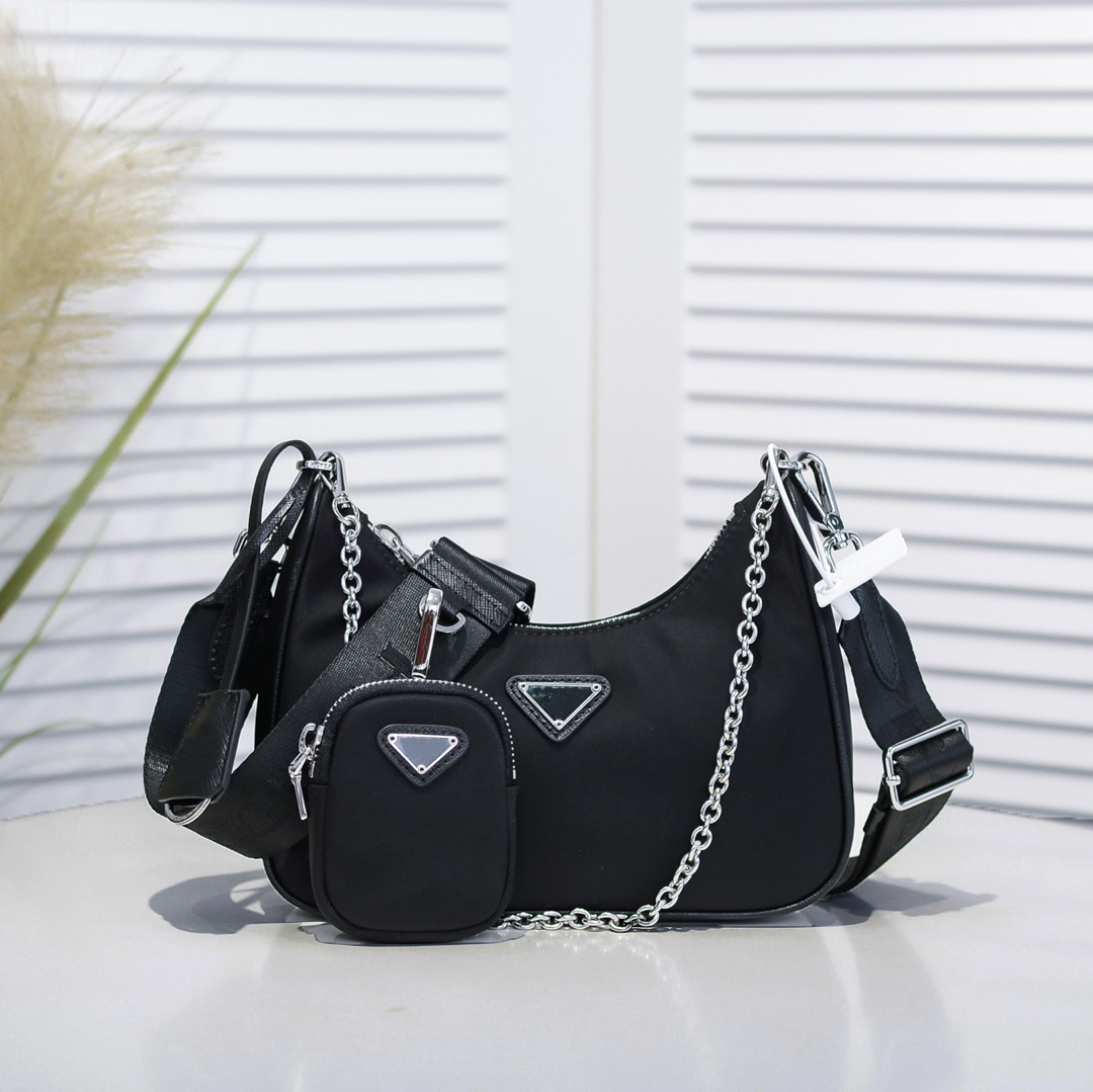 Luxurys Designer Bag 2005 Hobo Nylon 3 Pieces Bags Shoulder Bag Crossbody bag Purses Sale Handbag Women's Lady Top Quality Chain Canvas Fashion Wallet Bag