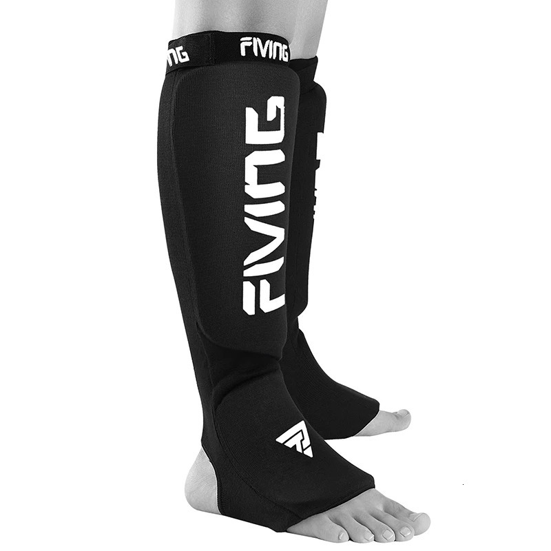FIVING 1 Pair Shin Instep Pads MMA Leg Foot Guards Muay Thai Kick Boxing Guard Protector With Hook Loop and 240228