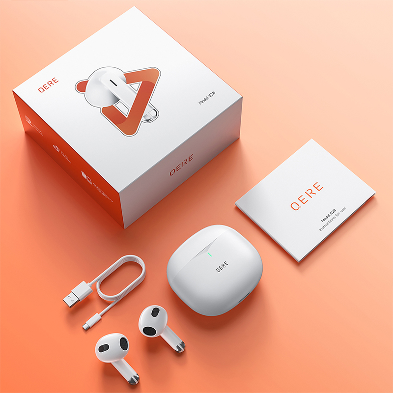 QERE E28 Hot Sale Wireless Earphone TWS True Stereo Sport Waterproof In Ear Earphones Sport Headset Wireless Earbud Wireless Headphones Bluetooth Earp