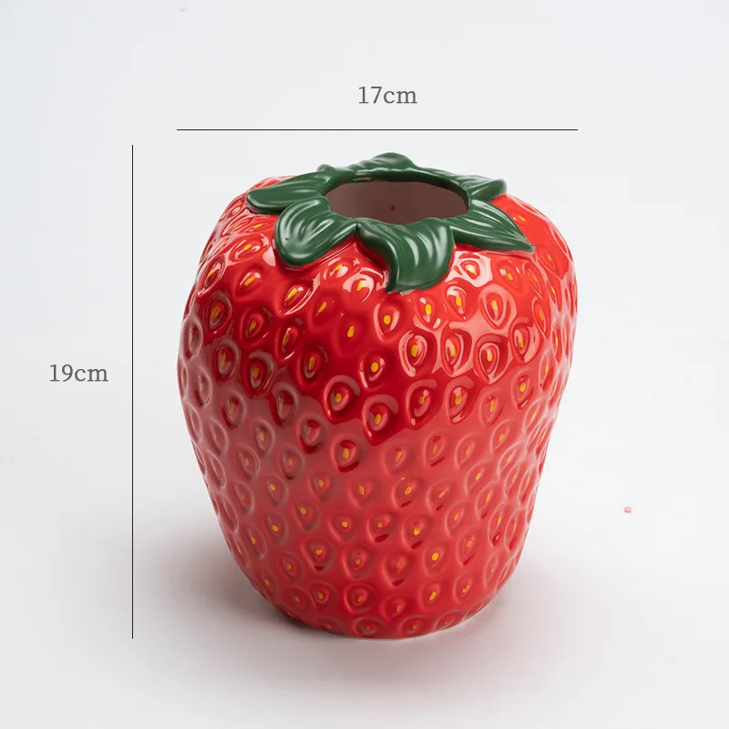 Strawberry Vase Ceramic Vase Cartoon Fruit Floral Arrangement Accessories Hydroponics Terrarium Home Decoration Accessories 240229 - view 6