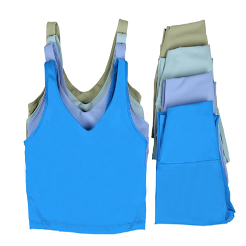 Women's yoga exercise set with U-shaped bra and 25 inch pants