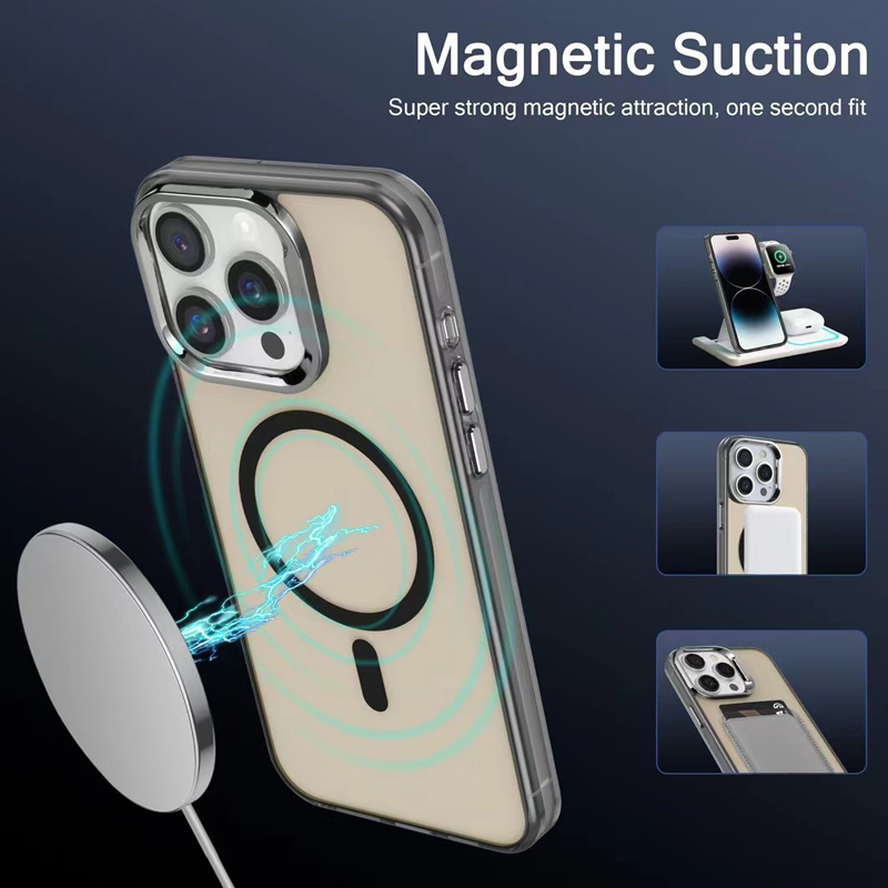 Luxury IMD Plating Acrylic Magnetic For Magsafe Wireless Charge Case For iPhone 17 16e 16 15 14 Plus 13 12 11 Pro Max XR X Metal Camera Shockproof Sof