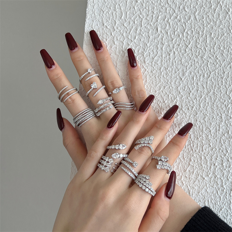 stack dia designer ring for woman wed love sterling sier heart round zirconia prong setting engagement rings womens anniversary jewelry gift box