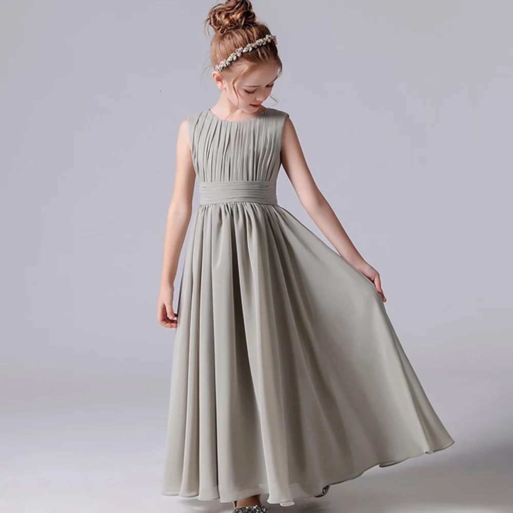 Dideyttawl Chiffon Pleated Flower Girl Dresses Sashes Kids Weddings Birthday Party Pageant Gowns Junior Bridesmaid Dress 240229