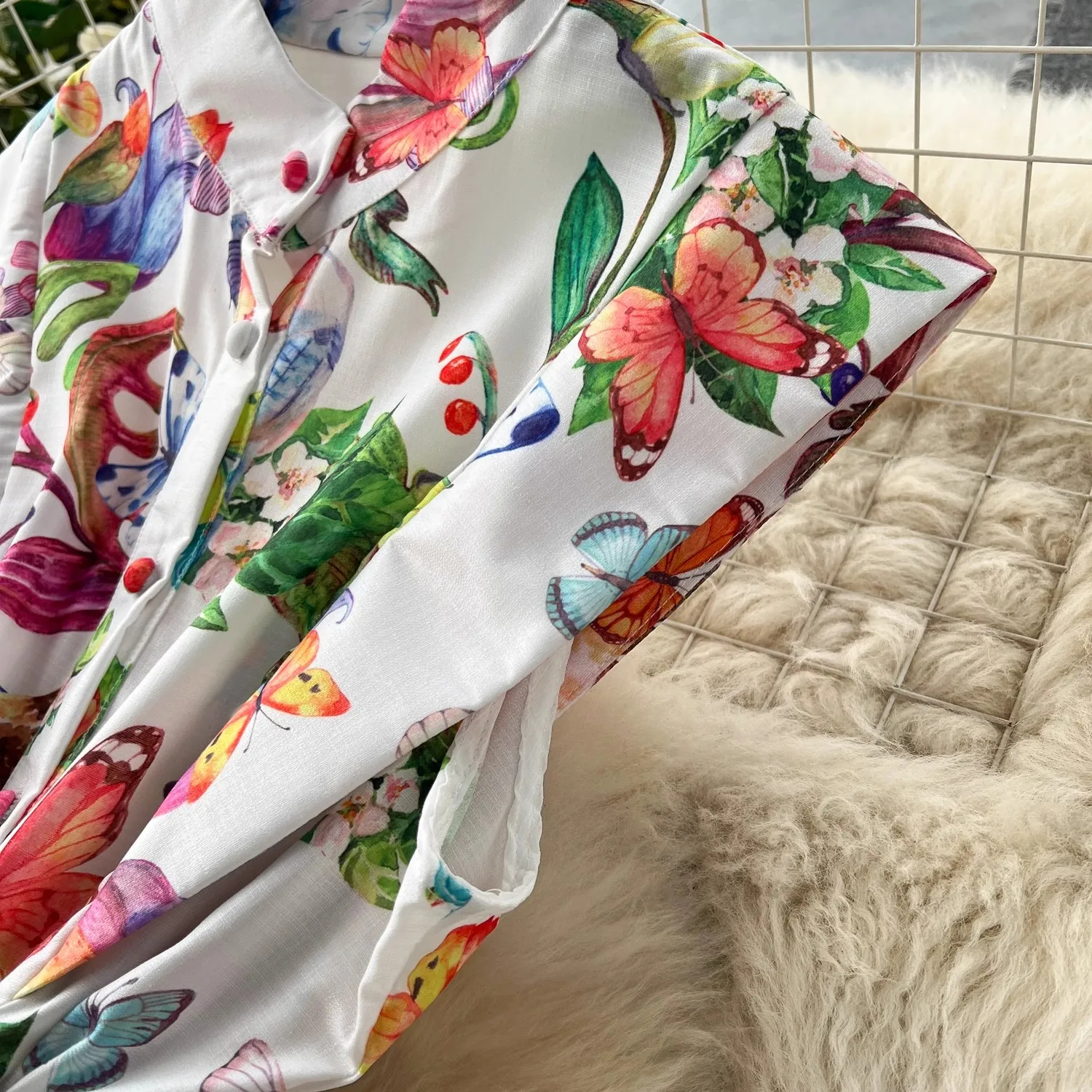 Dresses Runway Summer Holiday Gorgeous Wer Dress Women's Stand Sleeveless Single Breasted Belt Ral Print Long Vestidos
