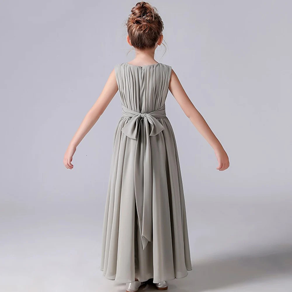 Dideyttawl Chiffon Pleated Flower Girl Dresses Sashes Kids Weddings Birthday Party Pageant Gowns Junior Bridesmaid Dress 240229