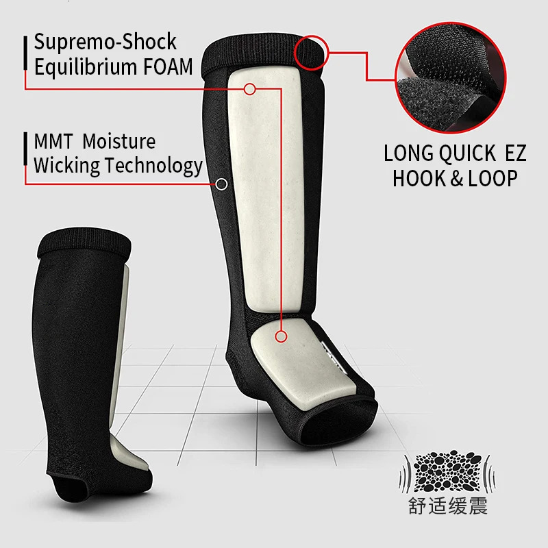 FIVING 1 Pair Shin Instep Pads MMA Leg Foot Guards Muay Thai Kick Boxing Guard Protector With Hook Loop and 240228