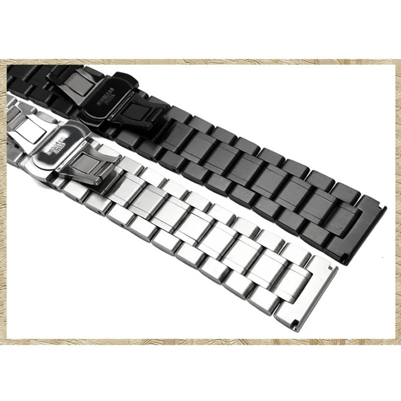 Watch Straps 14 16 17 18 19mm 20 21mm 22mm 23 24 26mm 5 Links Stainless Steel Replacement Watch Band with Butterfly Buckle 240301