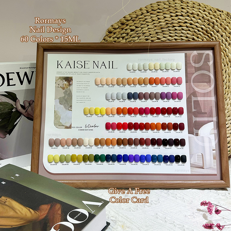 Rormays New 60 Color Popular Rainbow Color gel Polishing Set High grade Varnish gel Candy Color UV LED Immersion Nail Art Primer Finish Nail Factory W