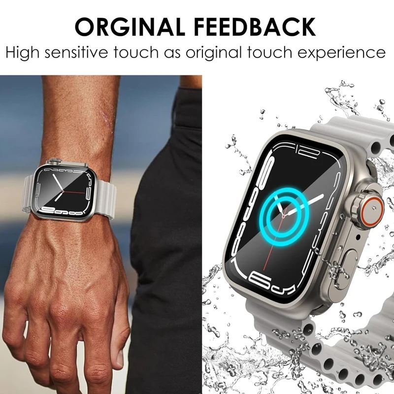 360 Full Waterproof Case For Apple Watch Ultra 2 9 7 8 45mm 41mm 49mm 44mm 40mm Glass Screen Protector Cover Case Bumper iWatch 4 5 SE 6