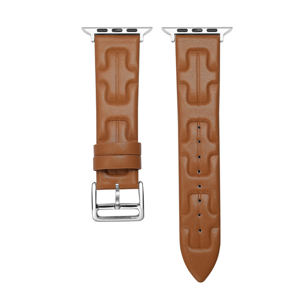 Luxury H Genuine Leather Strap for Apple Watch Ultra 2 Band 49mm 9 8 7 45mm 41mm High Quality Straps for iWatch Series 6 SE 5 4 44mm 40mm for Series 3 2 1 38mm 42mm Wristband