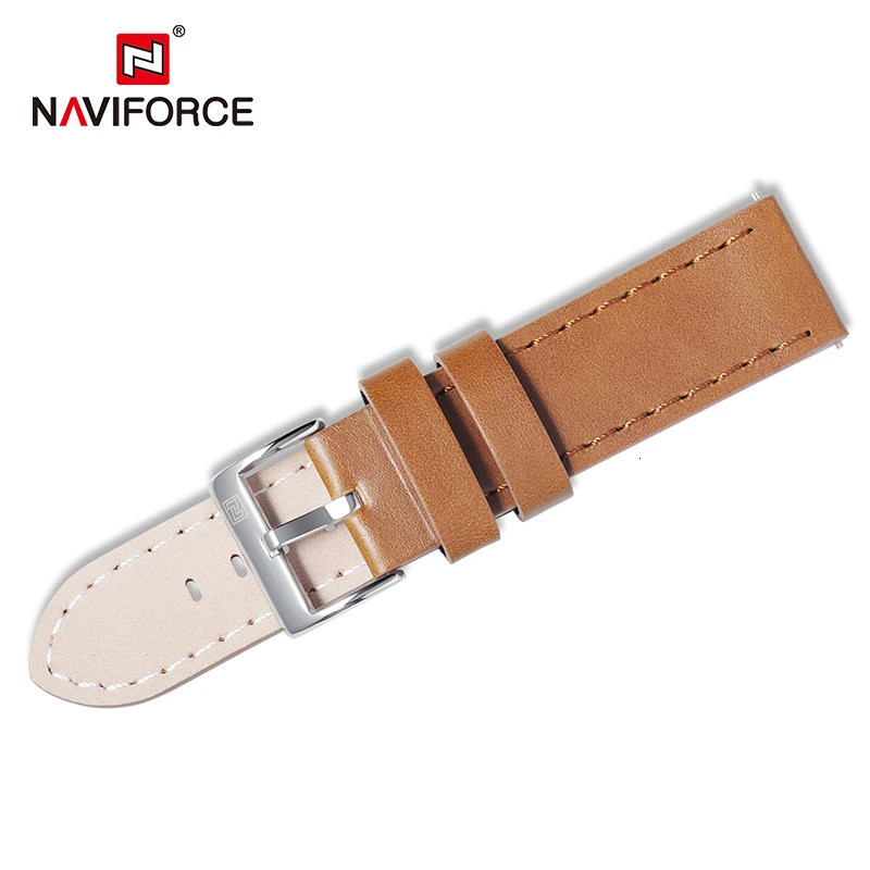NAVIFORCE Casual PU Leather Watchbands Dark Brown Black Blue Men Women 23mm Watch Wrist Strap Belt With Stainless Steel Buckle 240301