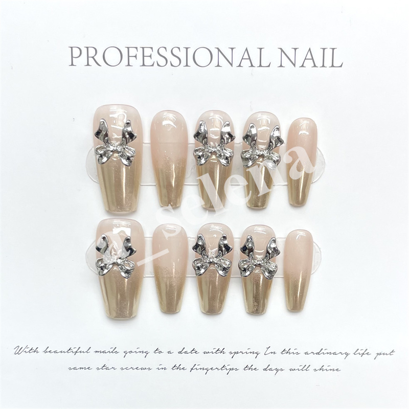 Handmade XS S M L Square False Tips Glittery Rhinestone Press On Nails Y2k Reusable XXL Long Coffin Fake Nail 10Pcs/Set