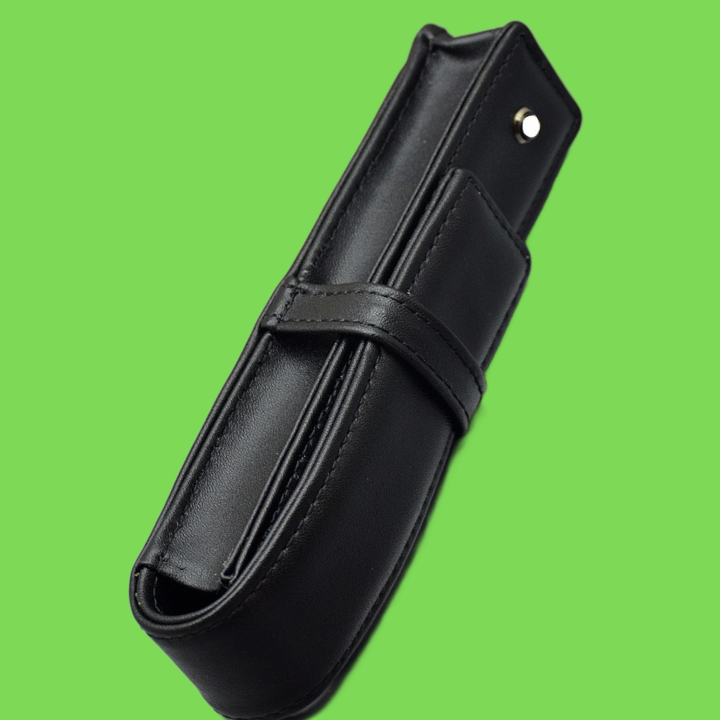 high quality Black Leather Pen Bag office stationery Fashion pencil case for single pen1961649