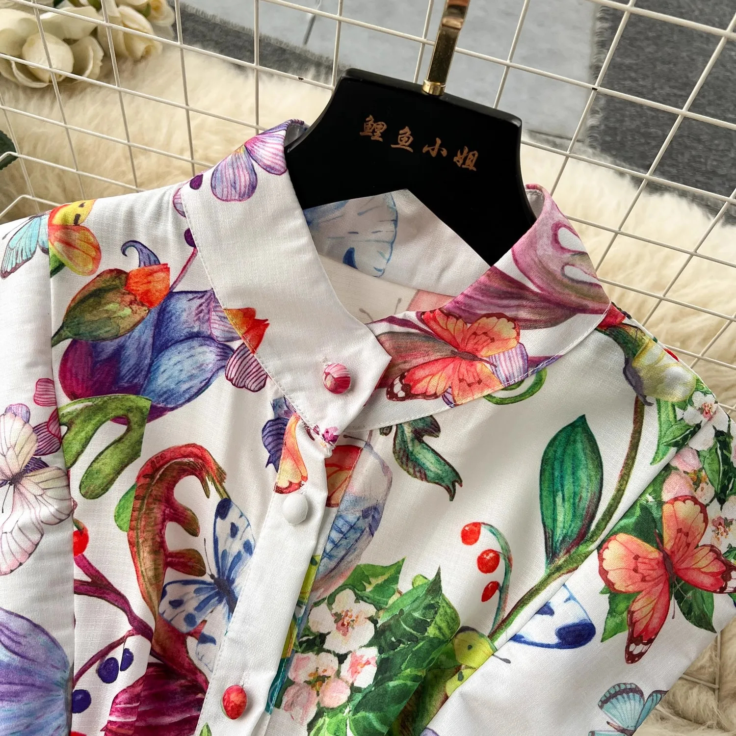 Dresses Runway Summer Holiday Gorgeous Wer Dress Women's Stand Sleeveless Single Breasted Belt Ral Print Long Vestidos