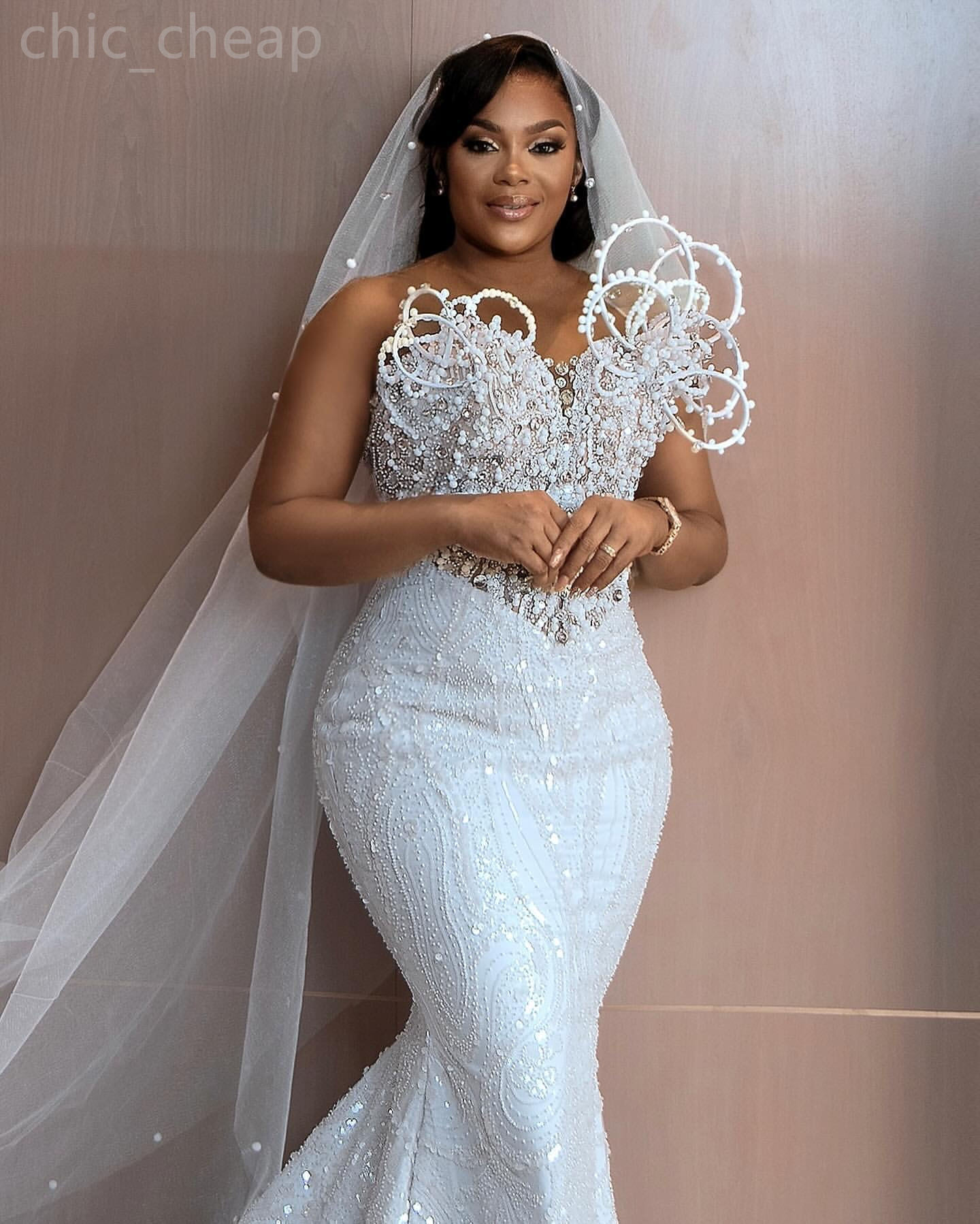 Arabic Aso Ebi Plus Size White Sheer Neck Wedding Dress Beaded Sequined Lace Stylish Bridal Gowns Dresses ZJ