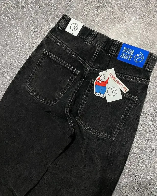 Polar Big Boy white Jeans Hip Hop Cartoon Graphic Embroidery Baggy Jeans Y2K Mens Womens Harajuku High Waisted Wide Trouser 230226 - view 4