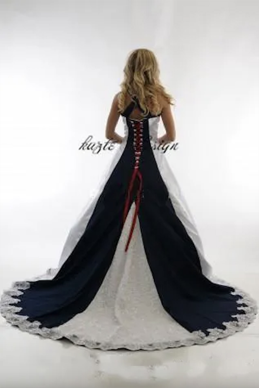 Vintage Navy Blue And White Country Dress Halter Lace-Up Lace Stain Western Cowgirls Dresses Plus Size Wedding Gown 0431
