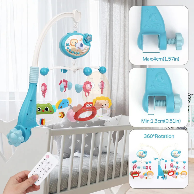 Baby Crib Mobile Rattle Toy For 012 Months Infant Rotating Musical Projector Night Light Bed Bell Educational born Gift 240226