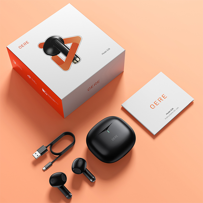 QERE E28 Wireless Earphone TWS True Stereo Sport Waterproof In Ear Earphones Sport Headset Wireless Earbud Wireless Headphones Bluetooth Earphones