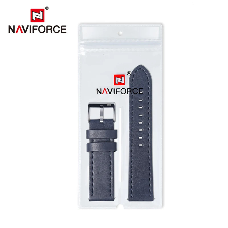 NAVIFORCE PU Leather Watchbands Dark Brown Black Blue Men Women 23mm Fashion Wrist Watch Strap Belt Stainless Steel Pin Buckle 240301