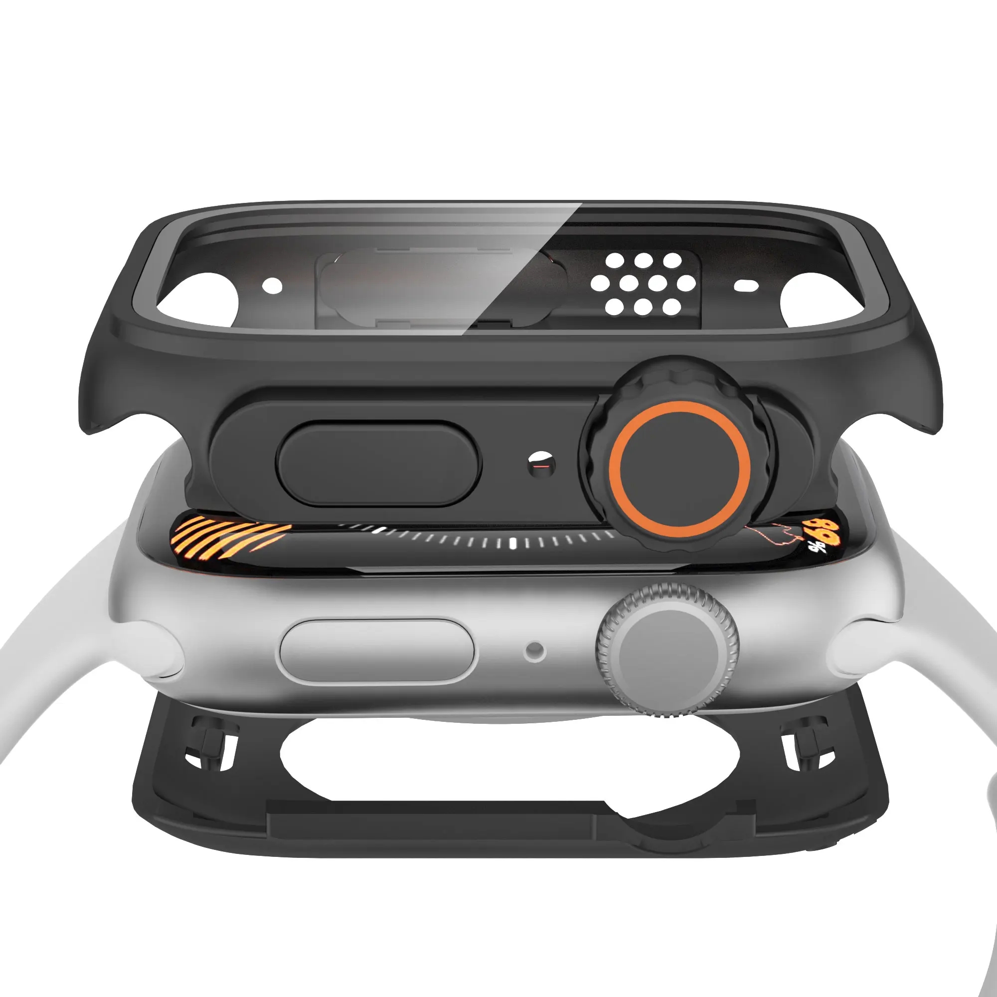 360 Full Waterproof Case For Apple Watch Ultra 2 9 7 8 45mm 41mm 49mm 44mm 40mm Glass Screen Protector Cover Case Bumper iWatch 4 5 SE 6
