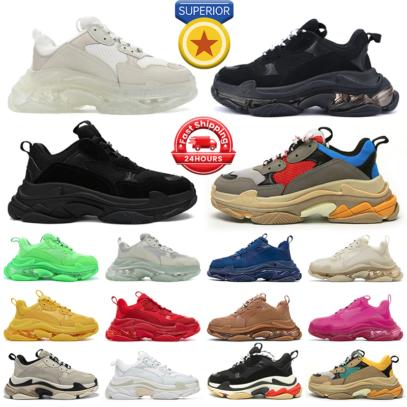 Designer shoes triple s sneakers men women Clear Sole Black White Grey Red Blue Neon Green Beige Pink Yellow mens womens trainers platform sports