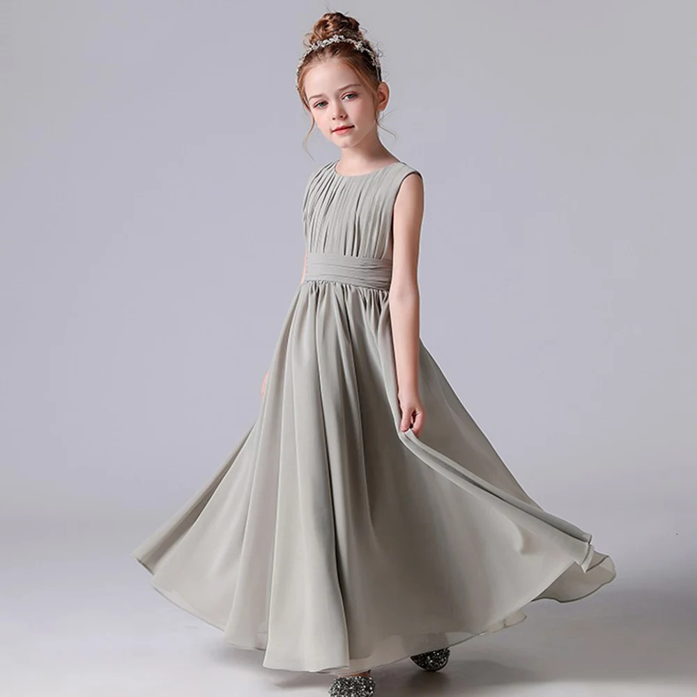 Dideyttawl Chiffon Pleated Flower Girl Dresses Sashes Kids Weddings Birthday Party Pageant Gowns Junior Bridesmaid Dress 240229