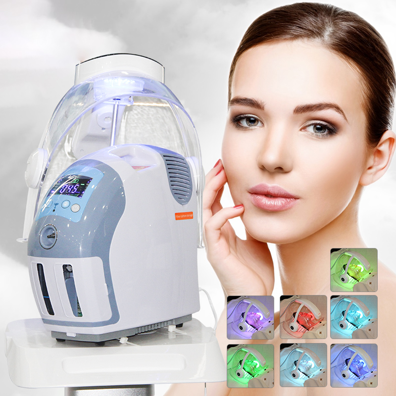 Mult-functional Face Oxygen Therapy Mask Dome Oxygen Spray Skin Rejuvenation Whitening Tightening Facial Machine With PDT 7 Colors