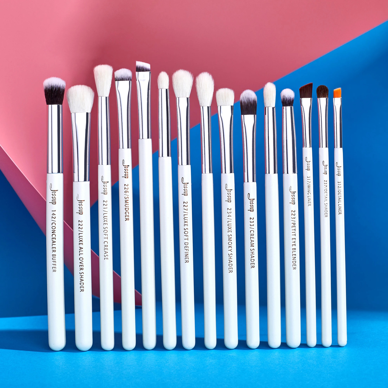 Jessup Professional Makeup Brushes Set 15pcs Make up Brush Pearl White/Silver Tools kit Eye Liner Shader natural-synthetic hair 240220