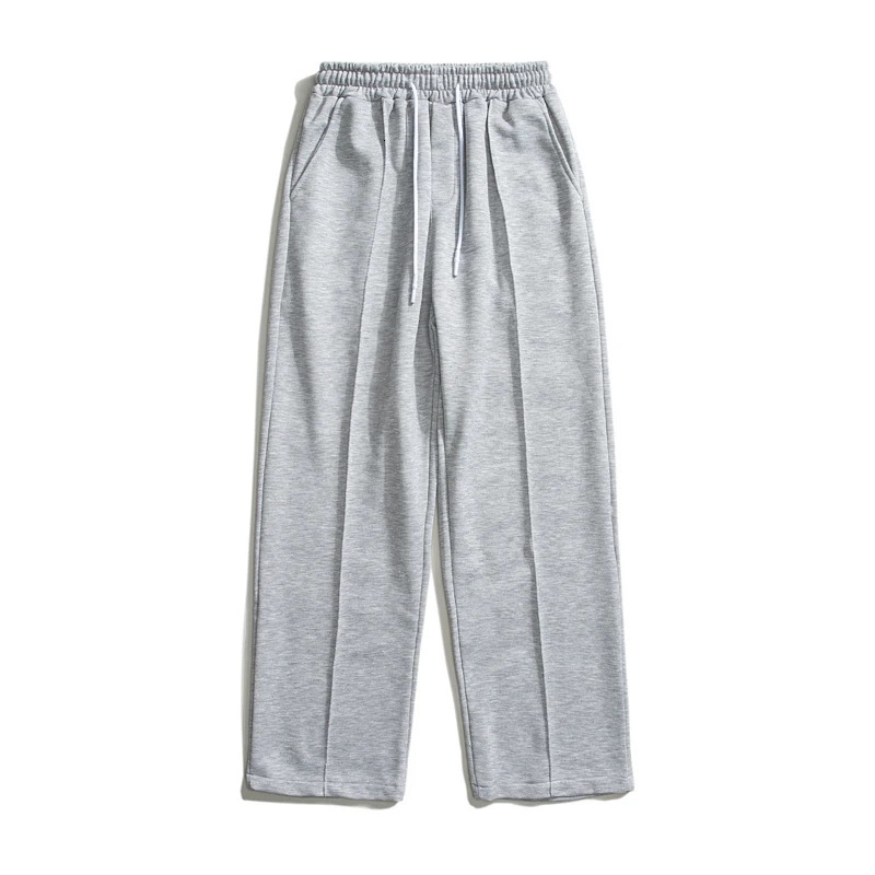 2023 Spring Mens Baggy Sweatpants Korean Fashion Streetwear Light Grey Straight Wide Leg Pants Casual Trousers Male 240301
