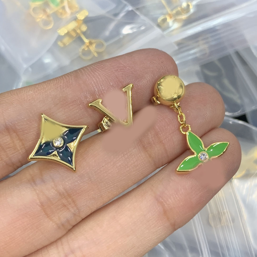 3PCS/Set Star Clover Pendant Ear Stud Stainless Steel Drop Earrings Luxury Brand Designer Fashion Women Wedding Party Jewelry With Box High Quality