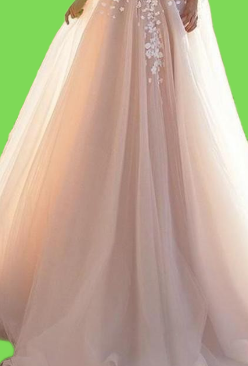 Graceful V Neck Beach Wedding Dresses Backless 3D Floral Appliqued Lace Bridal Gowns Tulle vestido de novia Plus size