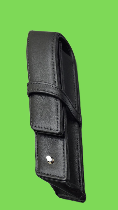 high quality Black Leather Pen Bag office stationery Fashion pencil case for single pen1961649