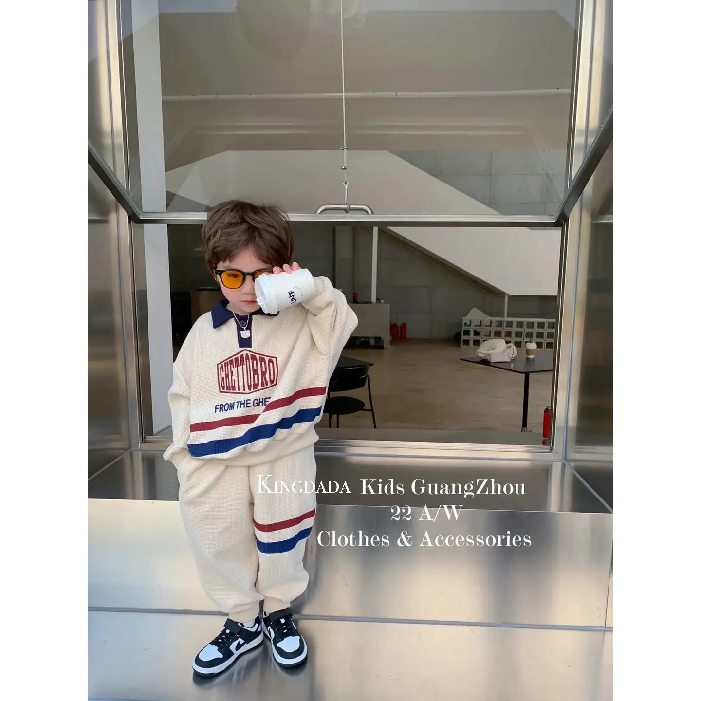 Korean Kid Set Baby Boy Suit Spring Autumn Fashion Letter Print Baby Girls 2pcs Outfits Clothes Lapel Cotton Sweater Pant 240308