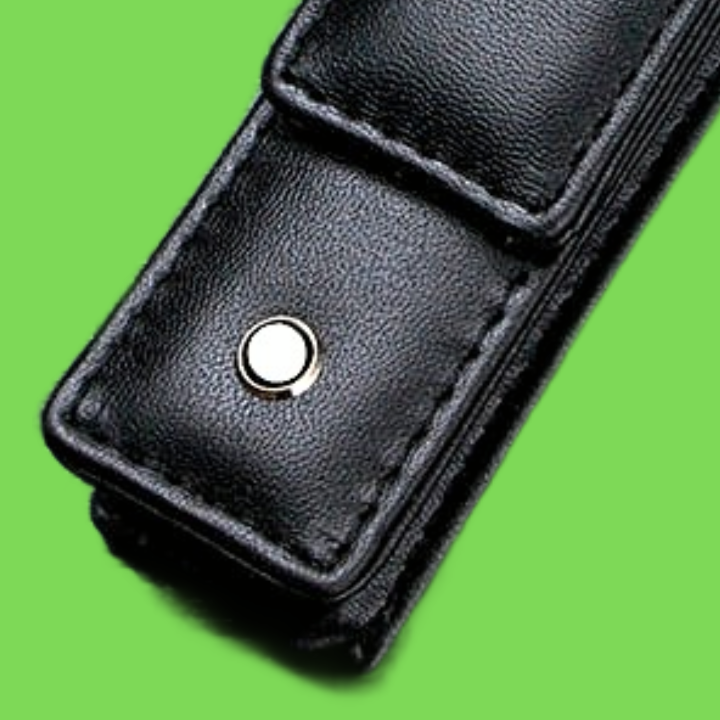 high quality Black Leather Pen Bag office stationery Fashion pencil case for single pen1961649