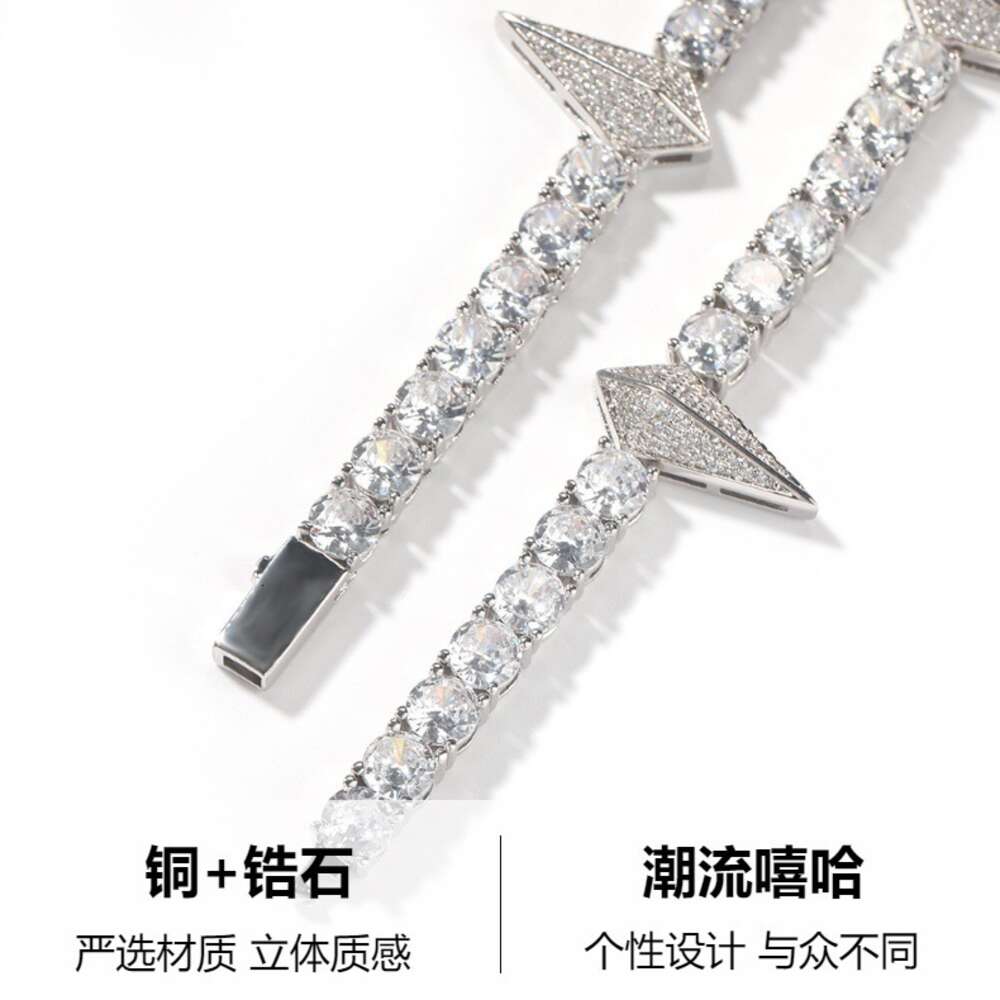 Top Quality Bling Cz Stone Spike Rivet Tennis Chain Bracelets Spring Buckle Black Cubic Zirconia Diamonds Leopard Bracelet For Men Hip-hop Ins Mens Ra