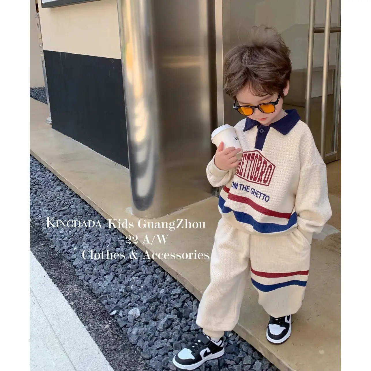 Korean Kid Set Baby Boy Suit Spring Autumn Fashion Letter Print Baby Girls 2pcs Outfits Clothes Lapel Cotton Sweater Pant 240308