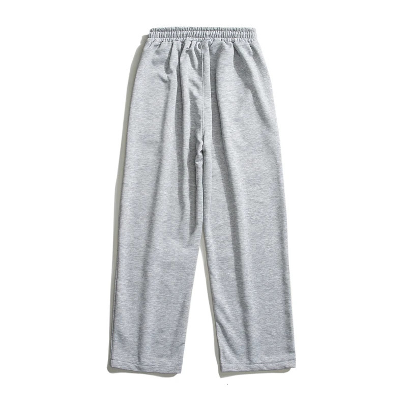2023 Spring Mens Baggy Sweatpants Korean Fashion Streetwear Light Grey Straight Wide Leg Pants Casual Trousers Male 240301