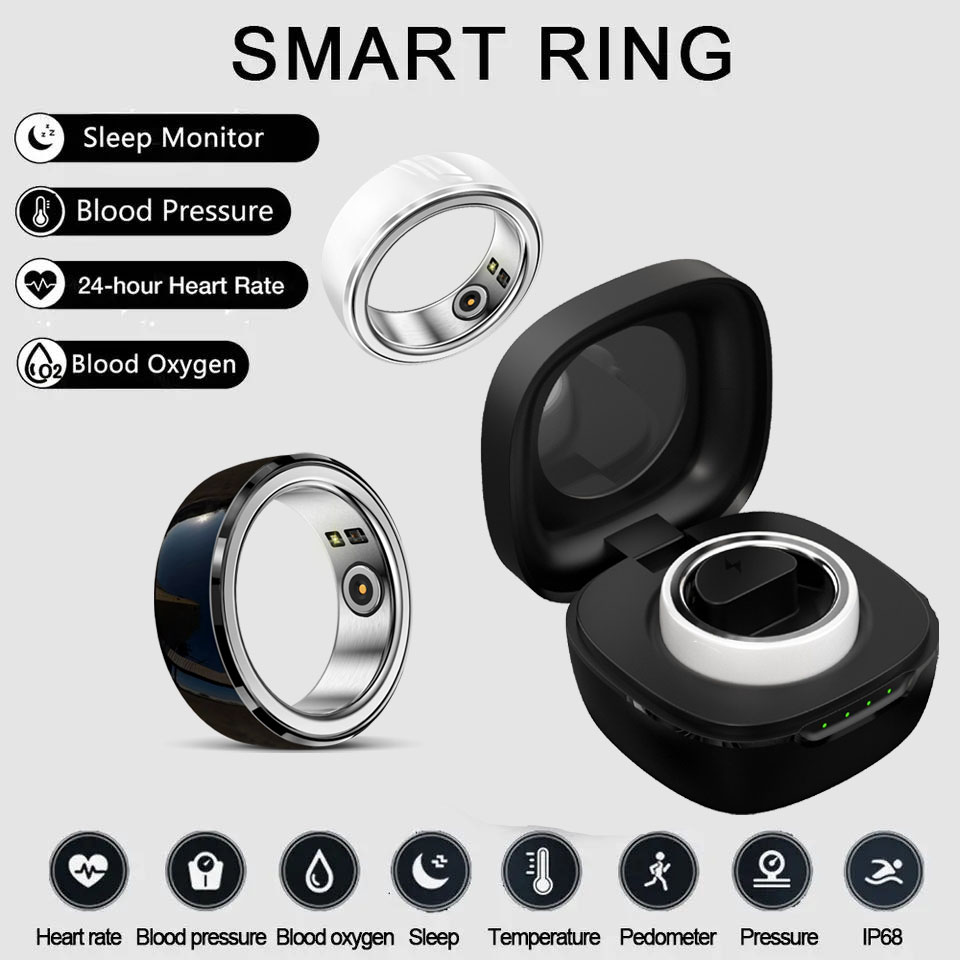 2024 Smart Ring Health Monitor for Men Women Thermometer Blood Pressure Heart Rate Sleep Monitor IP68 Waterproof for IOS Android