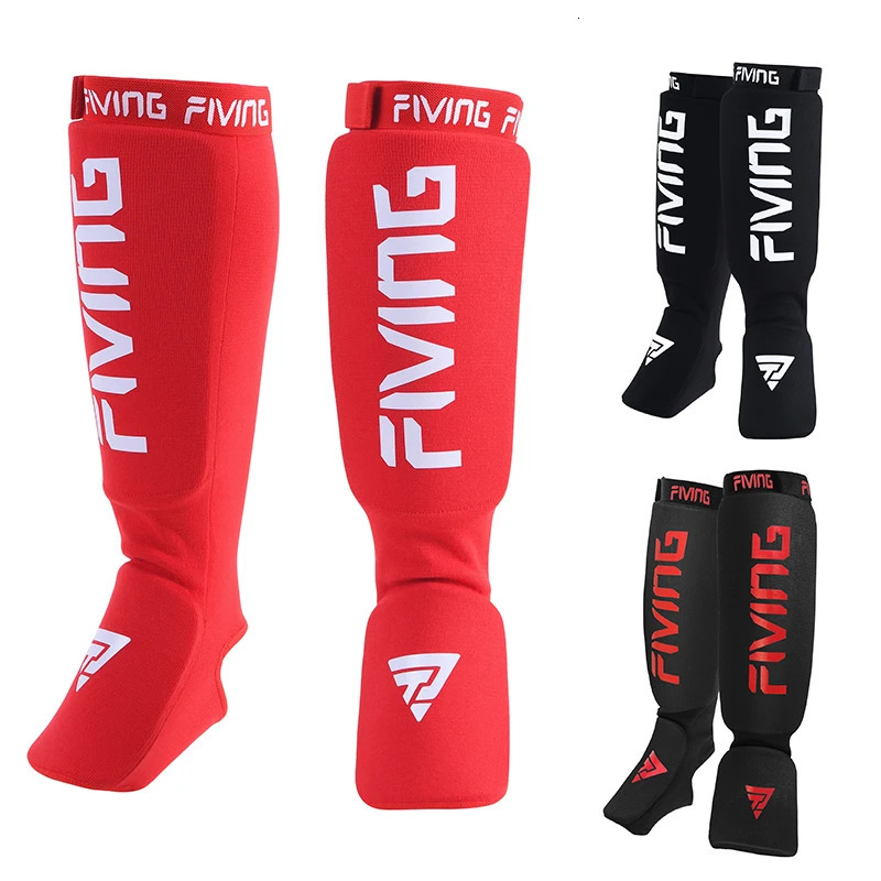 FIVING 1 Pair Shin Instep Pads MMA Leg Foot Guards Muay Thai Kick Boxing Guard Protector With Hook Loop and 240228