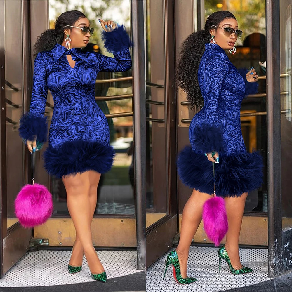 MD Woman Summer Dress African Print Feather For Women Long Sleeve Evening Party Plus Size 5XL European Clothing 240226