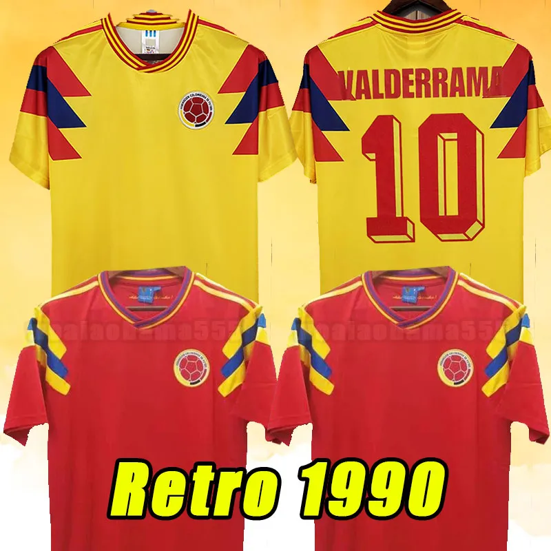 1990 Colombia Soccer Jerseys Retro Mens ESCOBAR Memoria Home Away Football Shirt Classic Uniforms VALDERRAMA GUERRERO