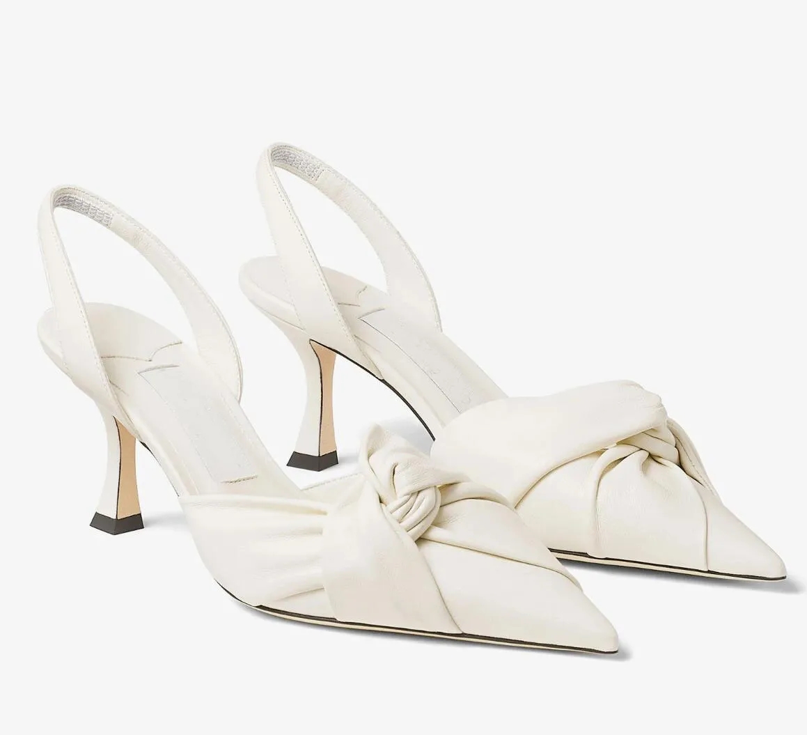 Italy Brand Hedera Sandals Shoes Women Lamb Leather Pointed Toe Knotted Front Slingback Party Wedding Dress Lady Elegant Walking EU35-43 With Box