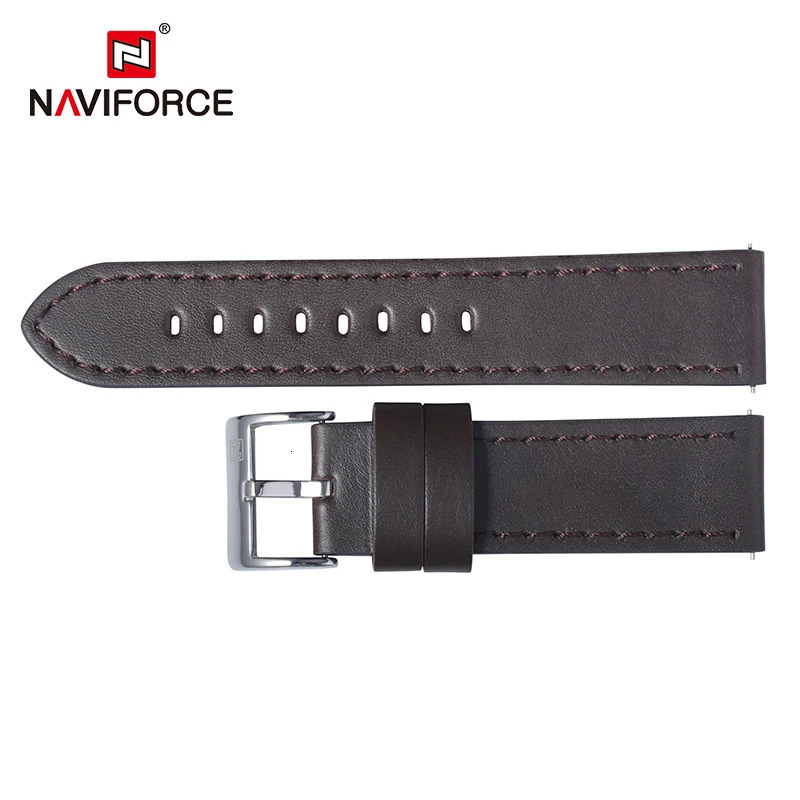 NAVIFORCE PU Leather Watchbands Dark Brown Black Blue Men Women 23mm Fashion Wrist Watch Strap Belt Stainless Steel Pin Buckle 240301