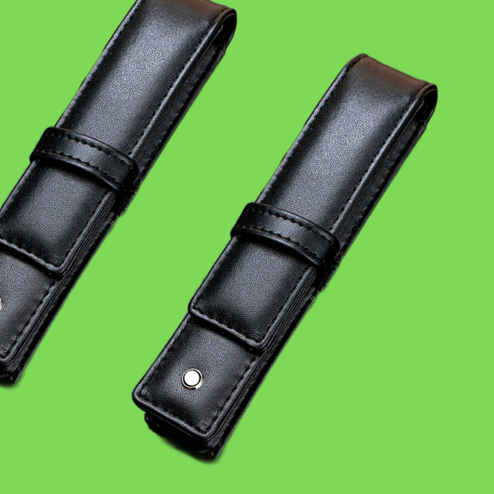 high quality Black Leather Pen Bag office stationery Fashion pencil case for single pen1961649