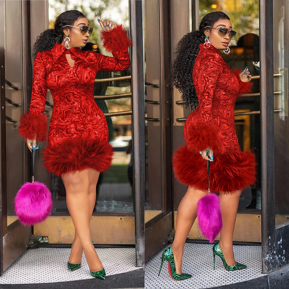MD Woman Summer Dress African Print Feather For Women Long Sleeve Evening Party Plus Size 5XL European Clothing 240226