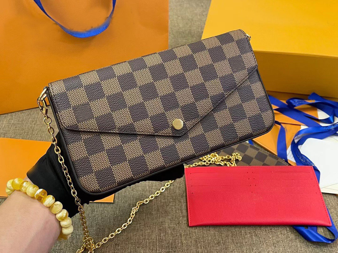 High quality women chain bag 3pcs/set shoulder bag clutch handbag luxury brand designer bag tote bag wallet purse Envelope bag M61276