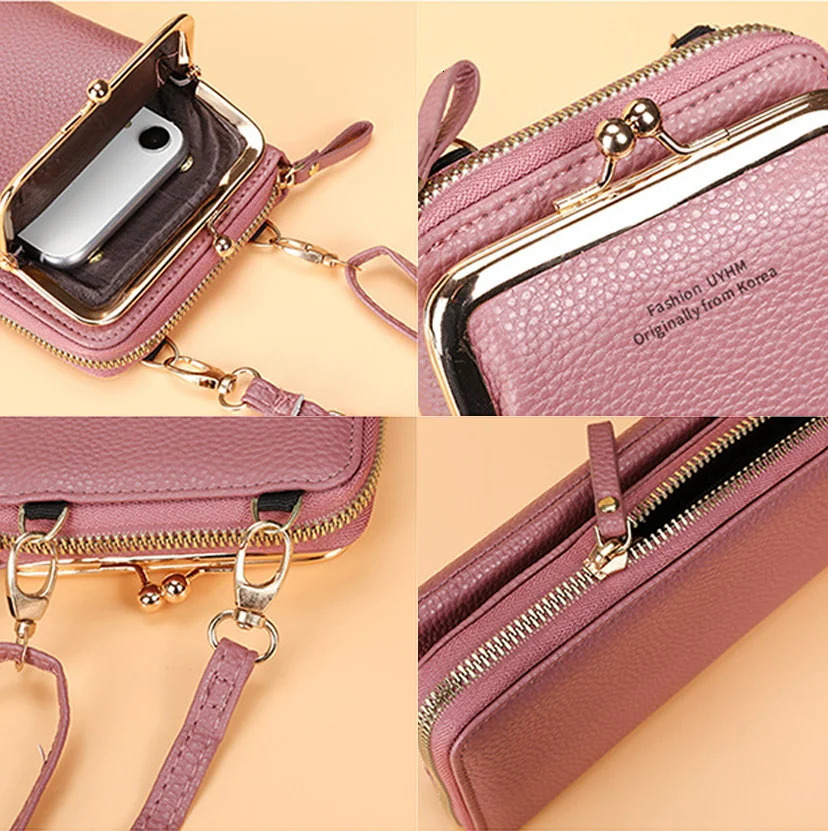 Mobile Phone Bag Womens Messenger Bag Hanging Neck Coin Purse Vertical Handbag All-match Mini Small Leather Crossbody Bag 240307