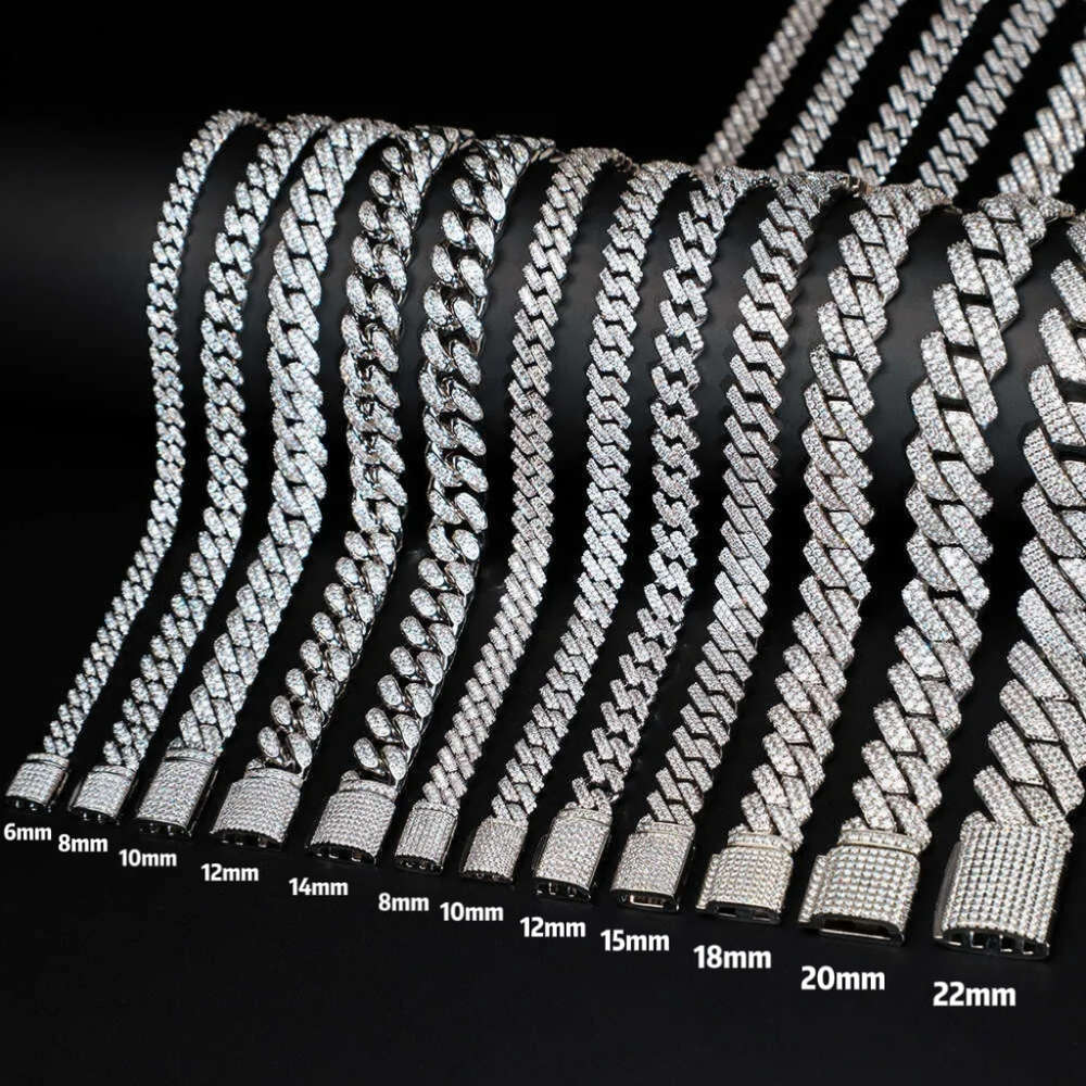 Moissanite Cuban Chain 925 Sterling Silver Iced Out 8mm/12mm Hiphop Vvs Rope